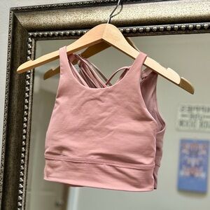 Lululemon High-Neck Energy Longline Sports Bra | Size 8, M/L | Brier Rose Pink